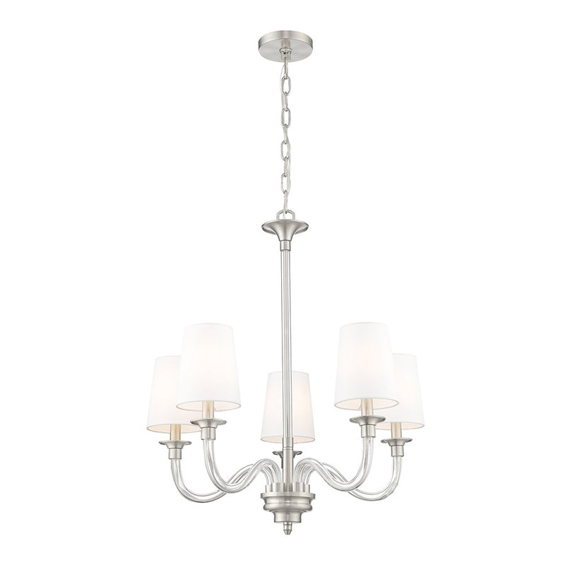 Z-Lite Katerina 5 Light 24" Chandelier, Brushed Nickel/White