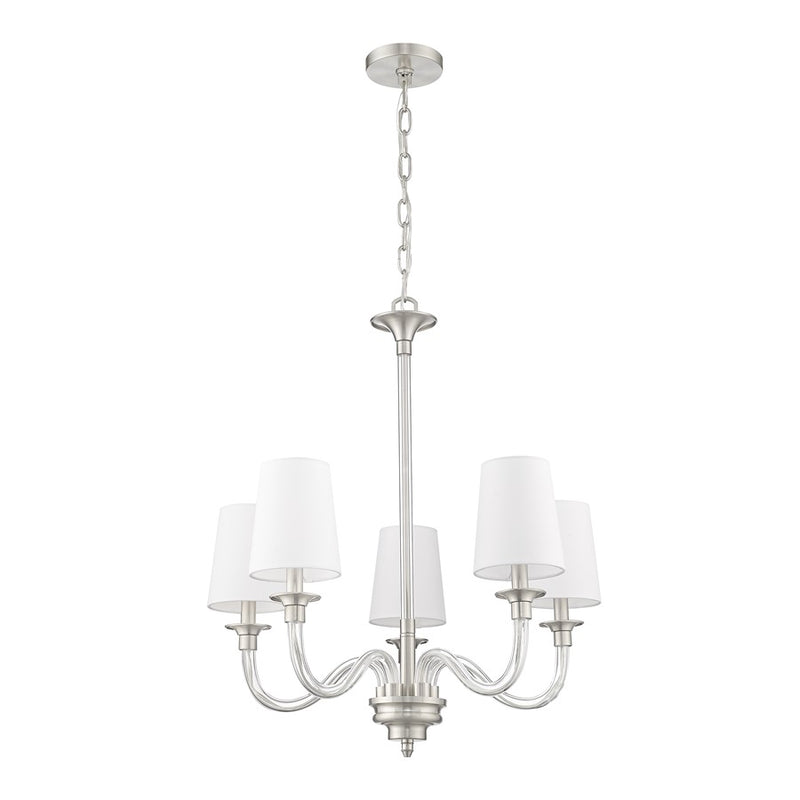 Z-Lite Katerina 5 Light 24" Chandelier, Brushed Nickel/White