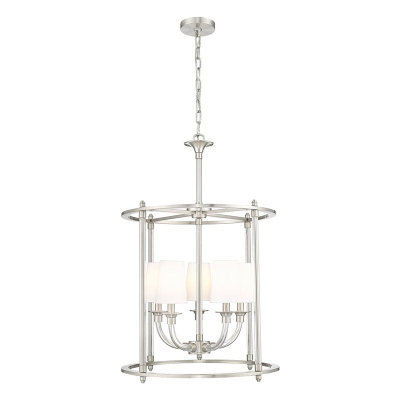 Z-Lite Katerina 5 Light 20" Chandelier, Brushed Nickel/White