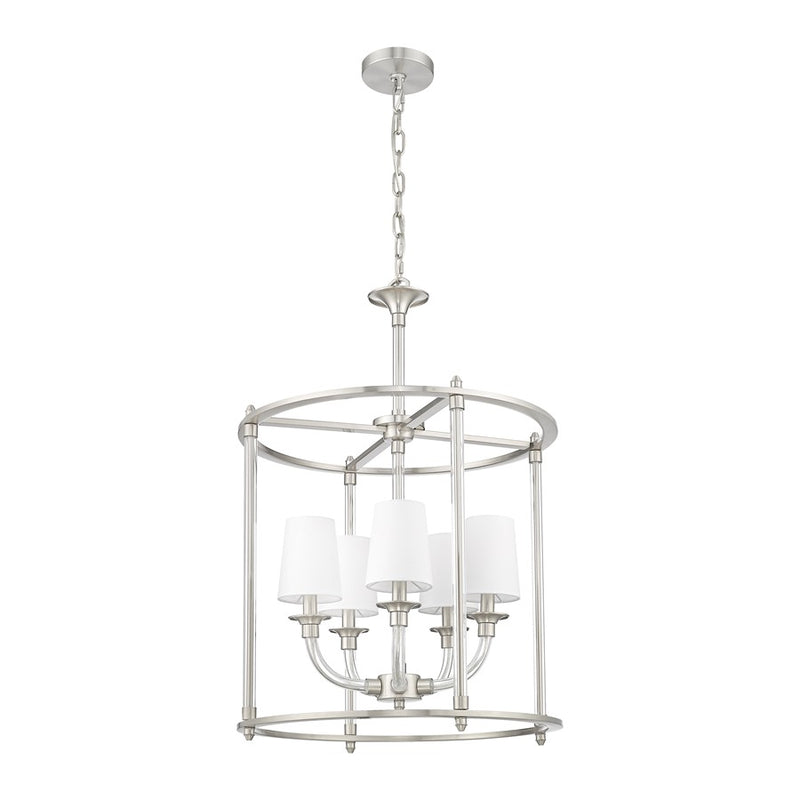 Z-Lite Katerina 5 Light 20" Chandelier, Brushed Nickel/White
