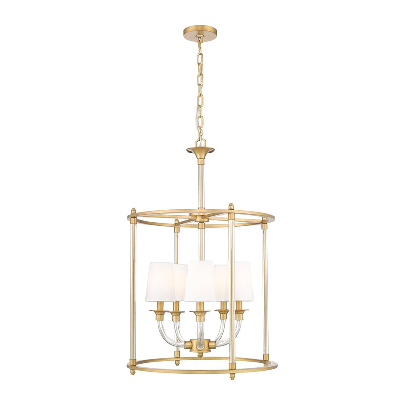 Z-Lite Katerina 5 Light 20" Chandelier, Rubbed Brass/White - 1950-5C-RB