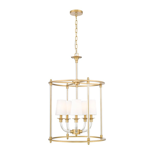Z-Lite Katerina 5 Light 20" Chandelier, Rubbed Brass/White - 1950-5C-RB