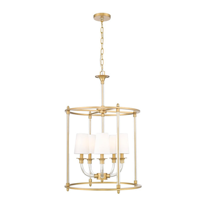 Z-Lite Katerina 5 Light 20" Chandelier, Rubbed Brass/White - 1950-5C-RB