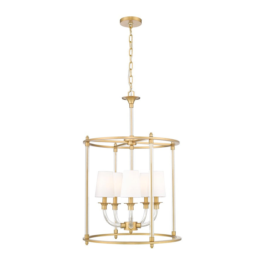 Z-Lite Katerina 5 Light 20" Chandelier, Rubbed Brass/White - 1950-5C-RB