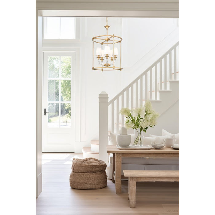 Z-Lite Katerina 5 Light 20" Chandelier, Rubbed Brass/White