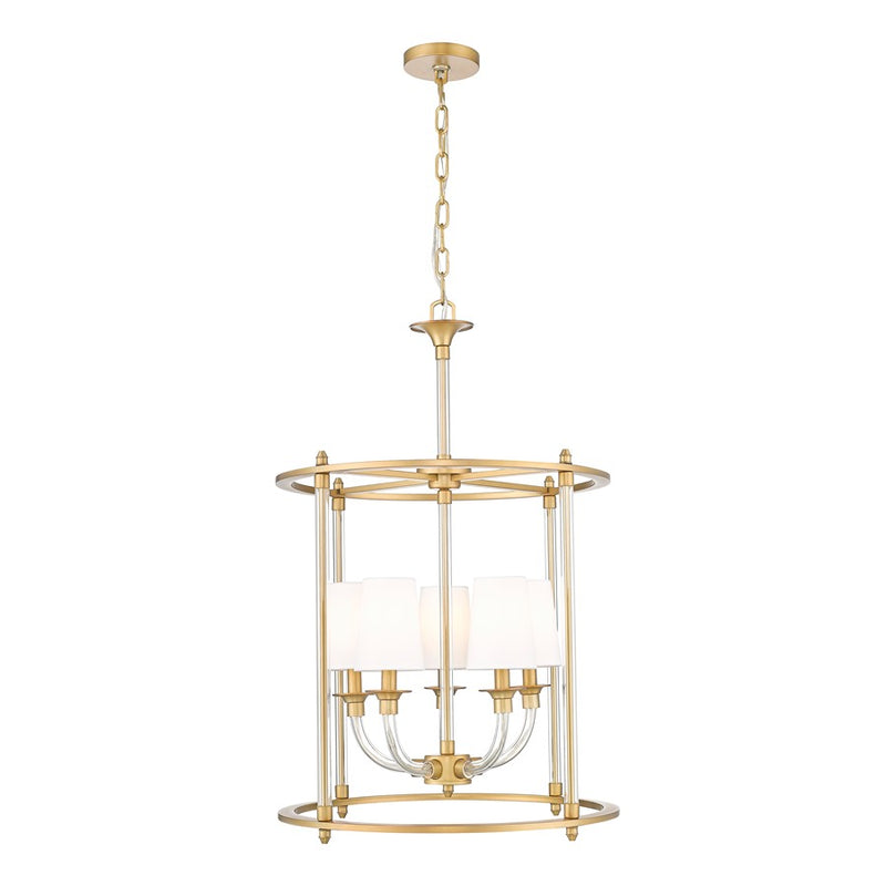 Z-Lite Katerina 5 Light 20" Chandelier, Rubbed Brass/White