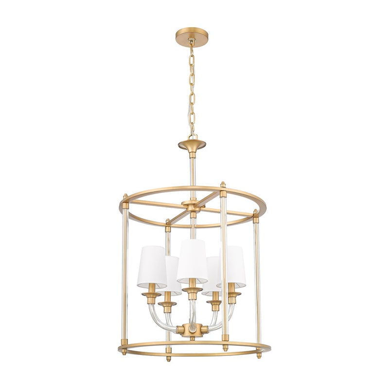 Z-Lite Katerina 5 Light 20" Chandelier, Rubbed Brass/White