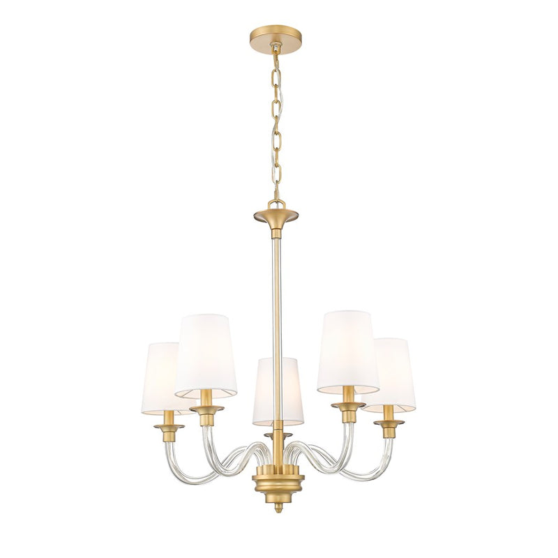 Z-Lite Katerina 5 Light 24" Chandelier, Rubbed Brass/White