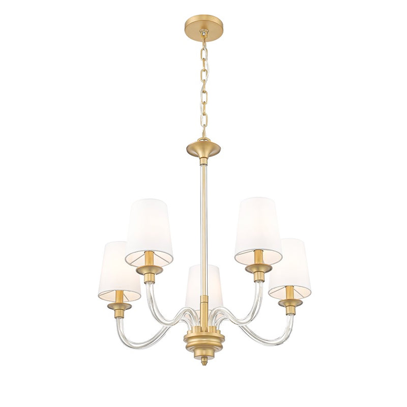 Z-Lite Katerina 5 Light 24" Chandelier, Rubbed Brass/White