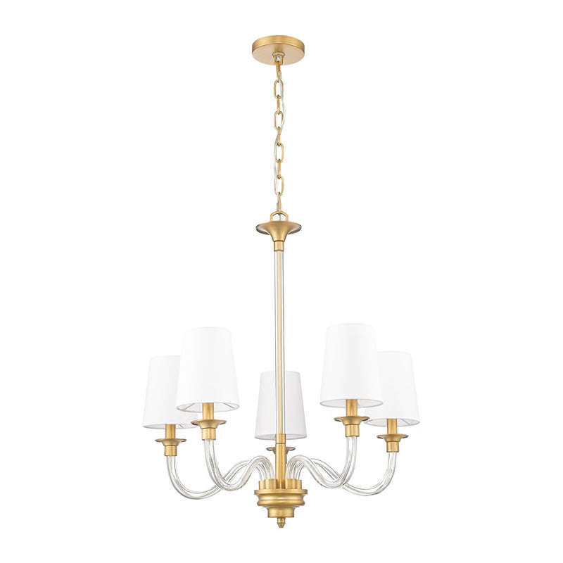 Z-Lite Katerina 5 Light 24" Chandelier, Rubbed Brass/White