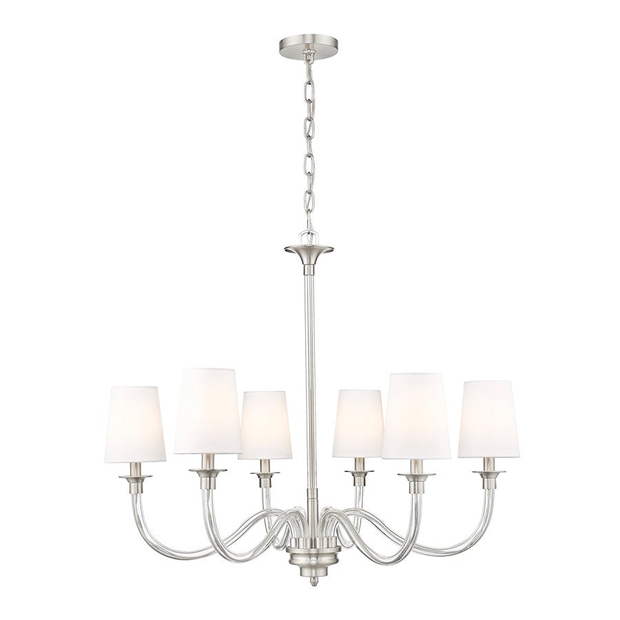 Z-Lite Katerina 6 Light 32" Chandelier, Brushed Nickel/White - 1950-6BN