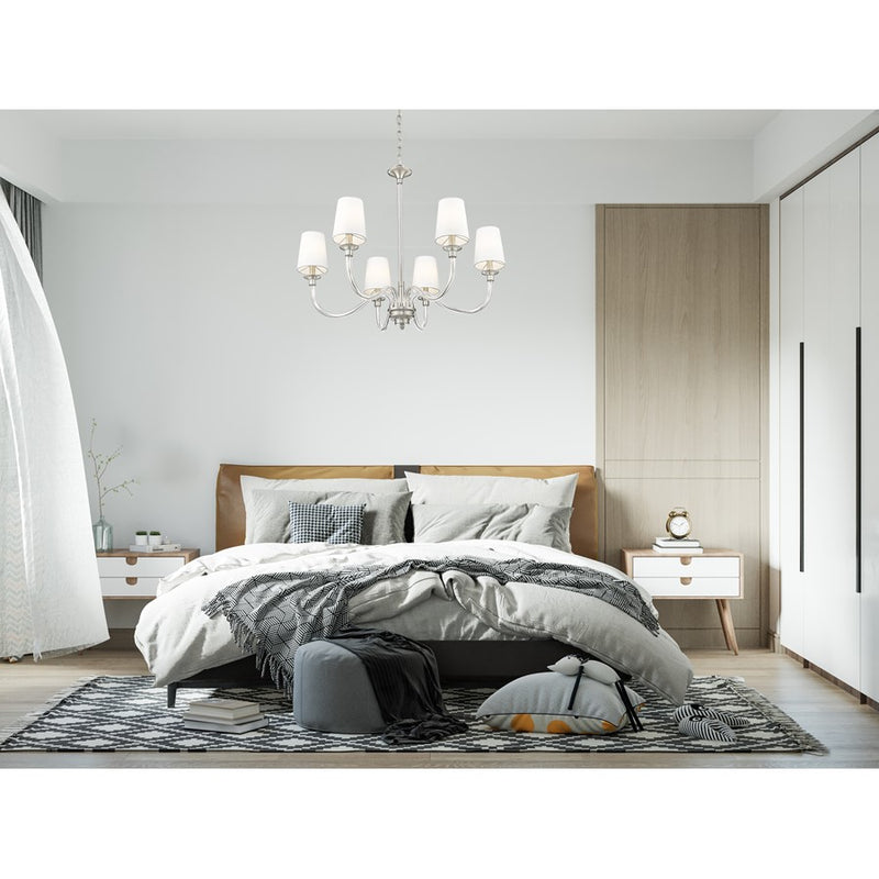 Z-Lite Katerina 6 Light 32" Chandelier, Brushed Nickel/White