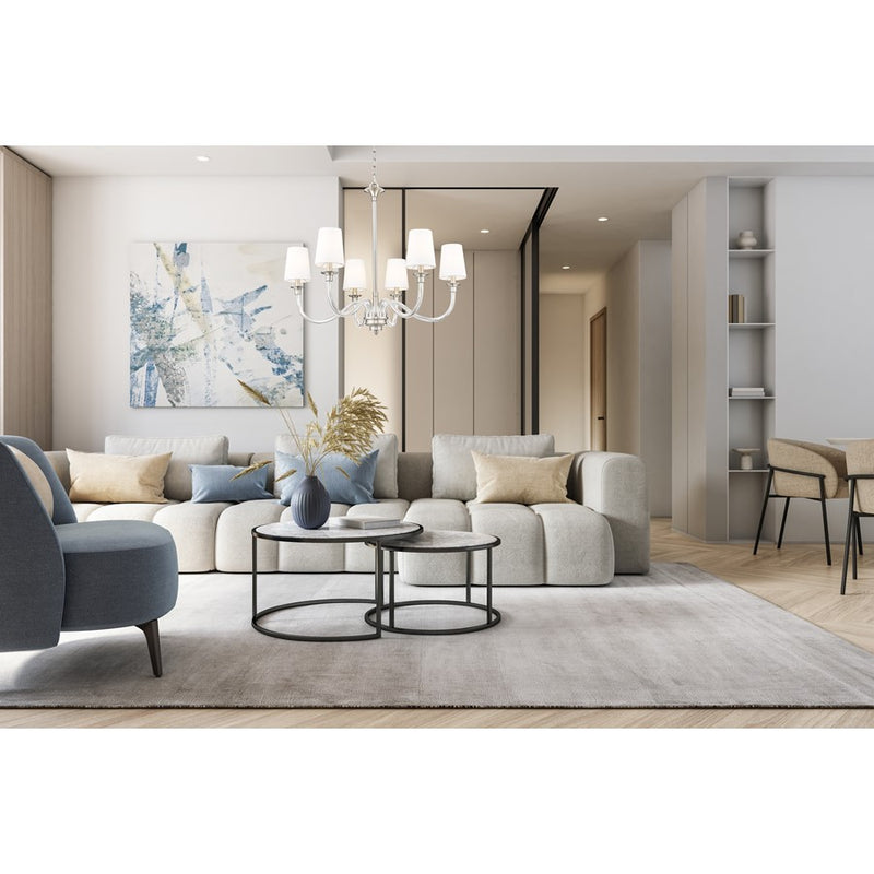 Z-Lite Katerina 6 Light 32" Chandelier, Brushed Nickel/White