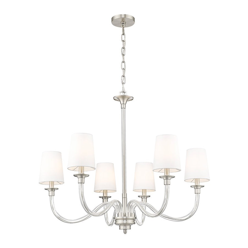Z-Lite Katerina 6 Light 32" Chandelier, Brushed Nickel/White