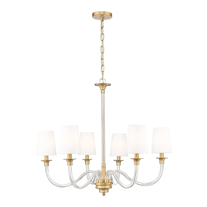 Z-Lite Katerina 6 Light 32" Chandelier, Rubbed Brass/White - 1950-6RB