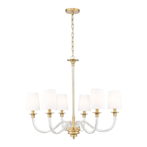 Z-Lite Katerina 6 Light 32" Chandelier, Rubbed Brass/White - 1950-6RB