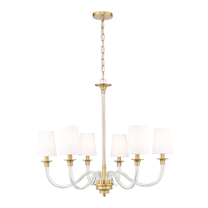 Z-Lite Katerina 6 Light 32" Chandelier, Rubbed Brass/White - 1950-6RB