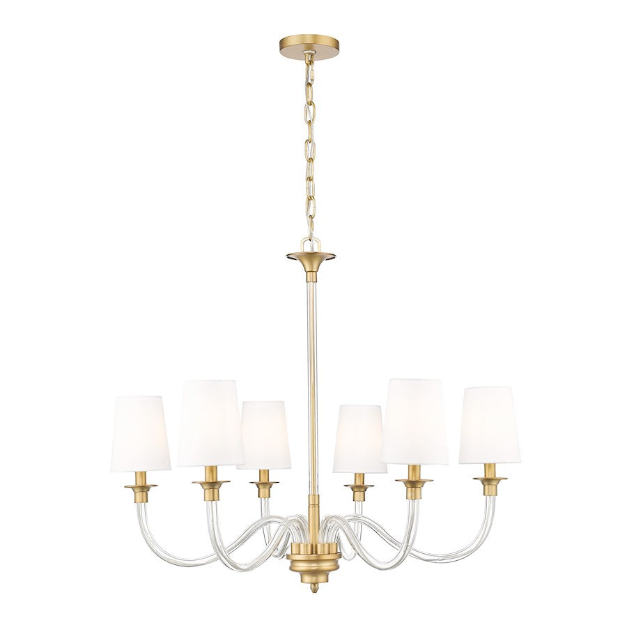 Z-Lite Katerina 6 Light 32" Chandelier, Rubbed Brass/White - 1950-6RB