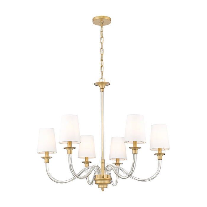 Z-Lite Katerina 6 Light 32" Chandelier, Rubbed Brass/White