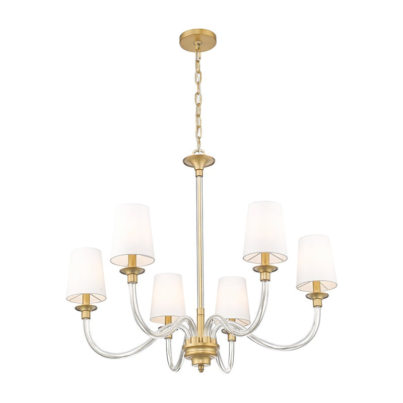 Z-Lite Katerina 6 Light 32" Chandelier, Rubbed Brass/White