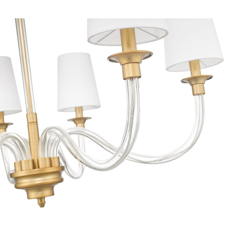 Z-Lite Katerina 6 Light 32" Chandelier, Rubbed Brass/White