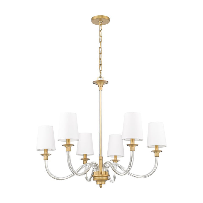 Z-Lite Katerina 6 Light 32" Chandelier, Rubbed Brass/White