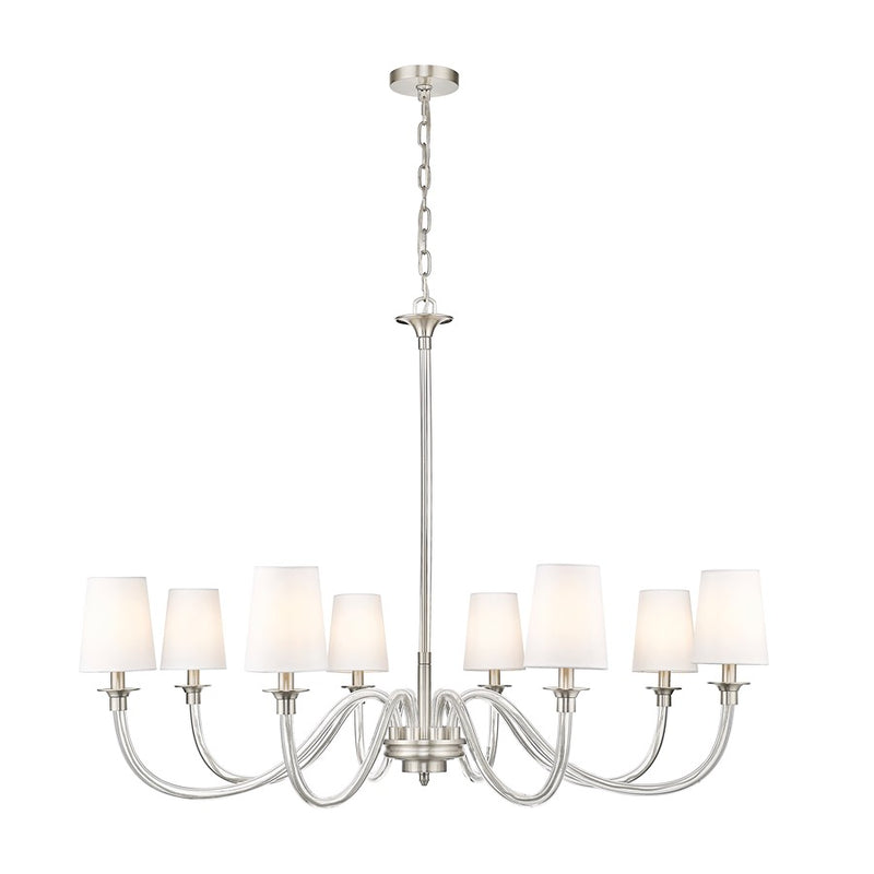 Z-Lite Katerina 8 Light 46" Chandelier, Brushed Nickel/White - 1950-8BN