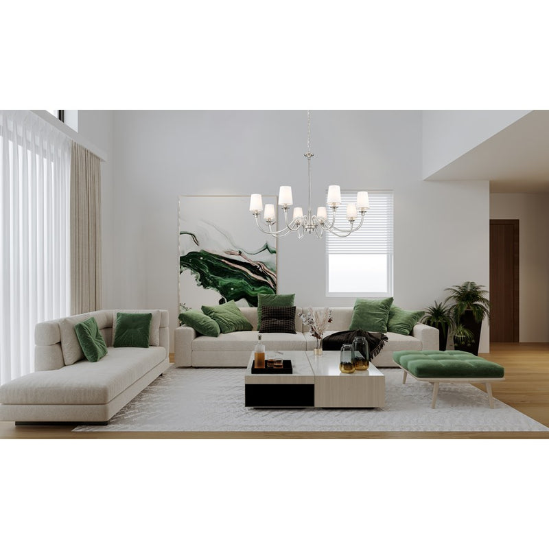 Z-Lite Katerina 8 Light 46" Chandelier, Brushed Nickel/White