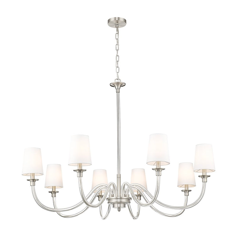 Z-Lite Katerina 8 Light 46" Chandelier, Brushed Nickel/White