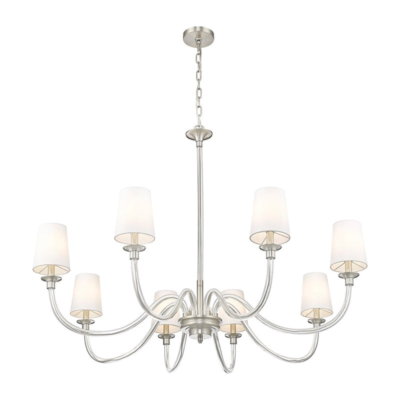 Z-Lite Katerina 8 Light 46" Chandelier, Brushed Nickel/White