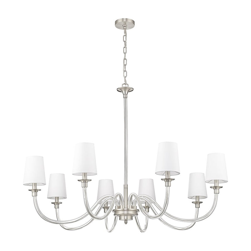 Z-Lite Katerina 8 Light 46" Chandelier, Brushed Nickel/White