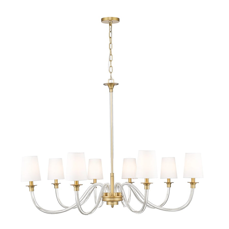 Z-Lite Katerina 8 Light 46" Chandelier, Rubbed Brass/White - 1950-8RB