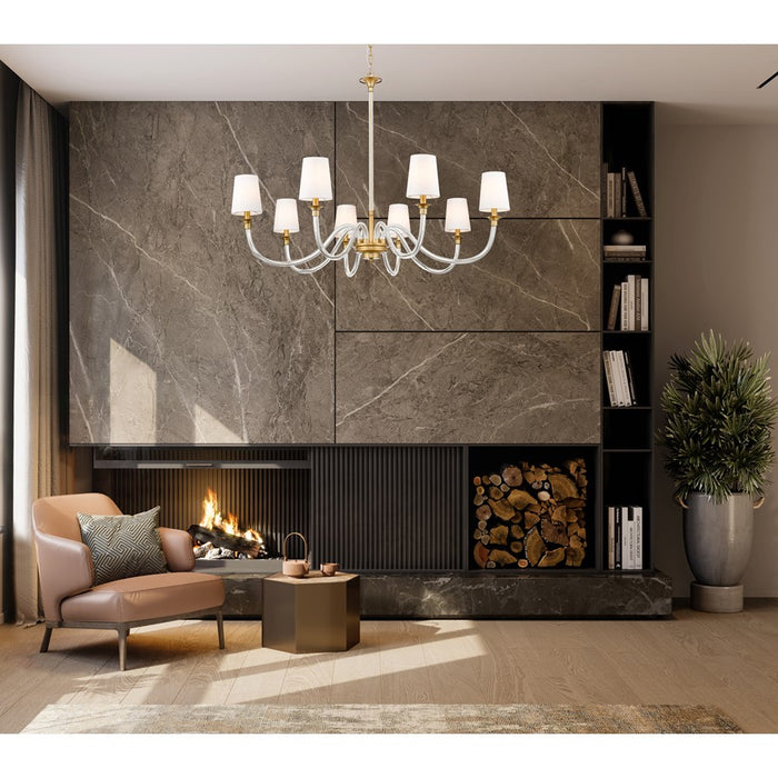 Z-Lite Katerina 8 Light 46" Chandelier, Rubbed Brass/White