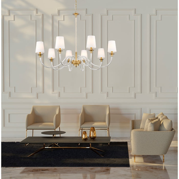 Z-Lite Katerina 8 Light 46" Chandelier, Rubbed Brass/White