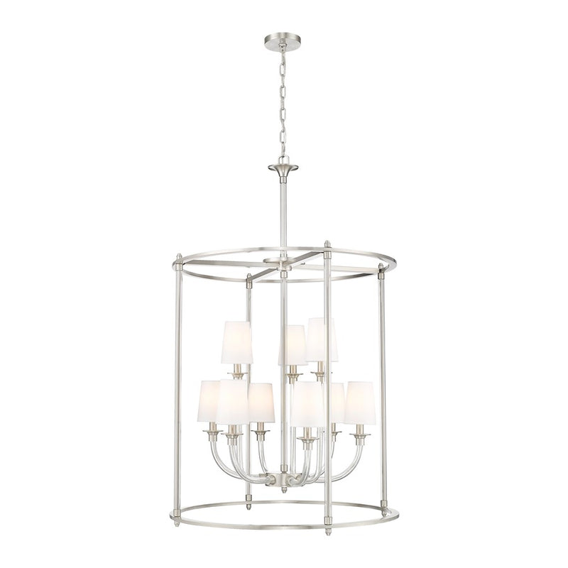 Z-Lite Katerina 9 Light 28" Chandelier, Brushed Nickel/White - 1950-9C-BN