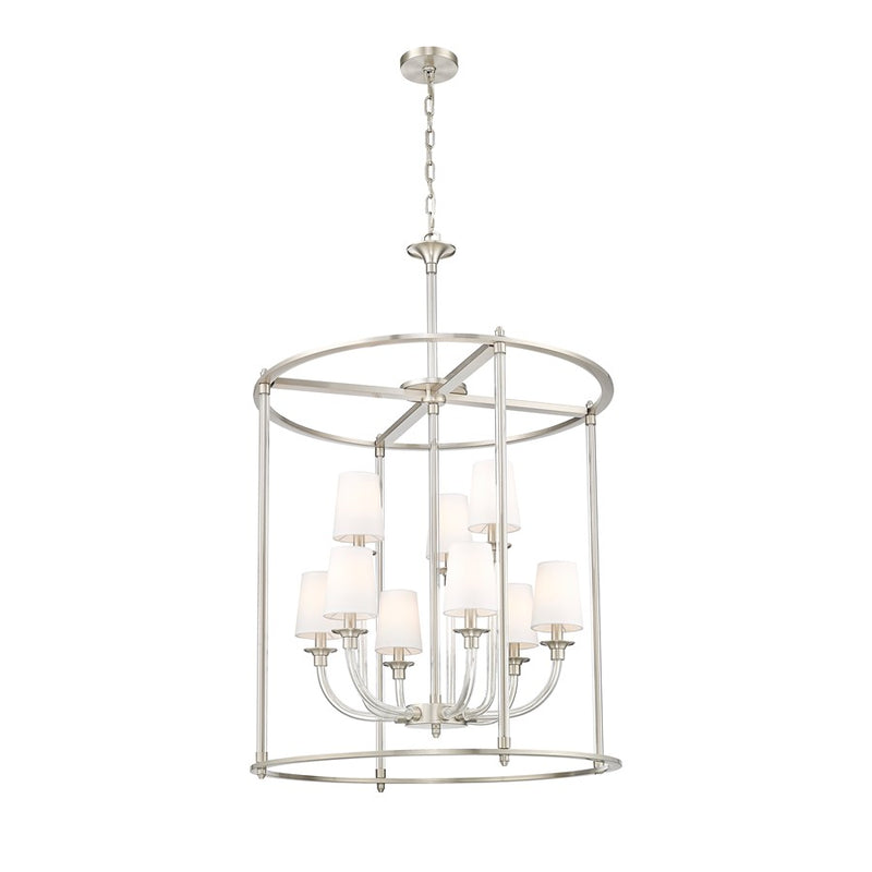 Z-Lite Katerina 9 Light 28" Chandelier, Brushed Nickel/White