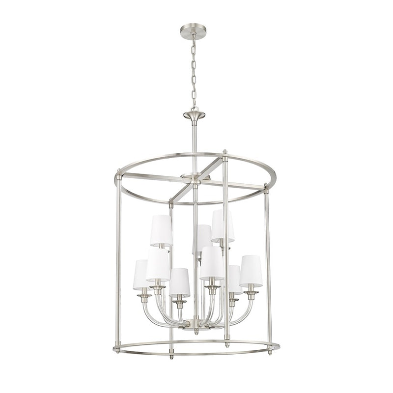 Z-Lite Katerina 9 Light 28" Chandelier, Brushed Nickel/White