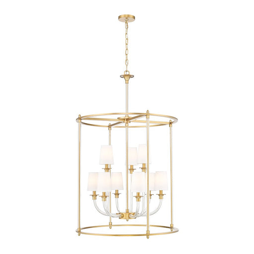 Z-Lite Katerina 9 Light 28" Chandelier, Rubbed Brass/White - 1950-9C-RB