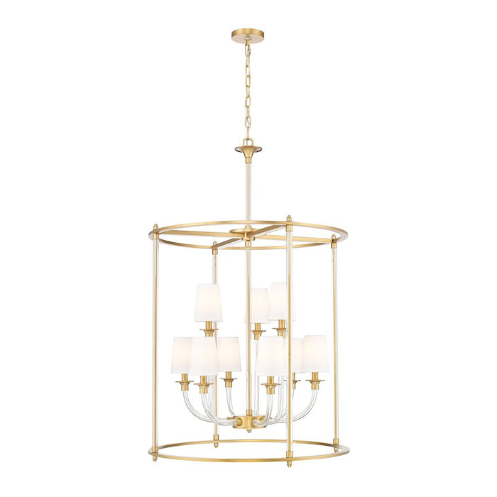 Z-Lite Katerina 9 Light 28" Chandelier, Rubbed Brass/White - 1950-9C-RB