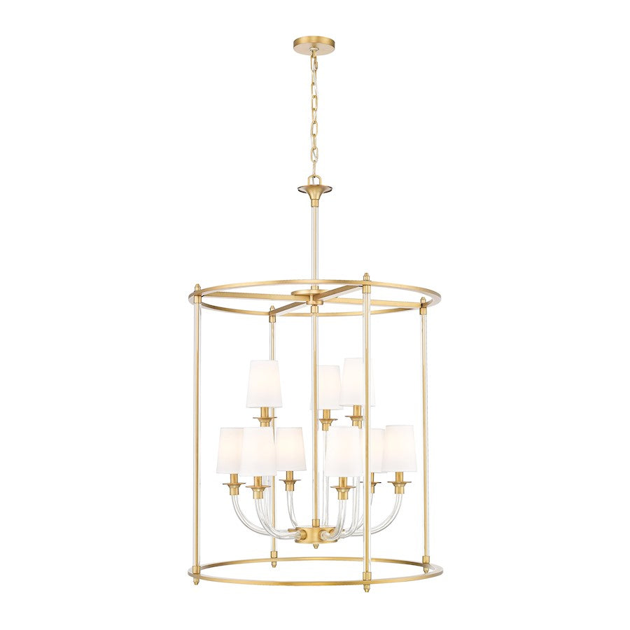 Z-Lite Katerina 9 Light 28" Chandelier, Rubbed Brass/White - 1950-9C-RB