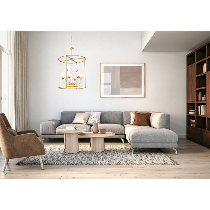 Z-Lite Katerina 9 Light 28" Chandelier, Rubbed Brass/White