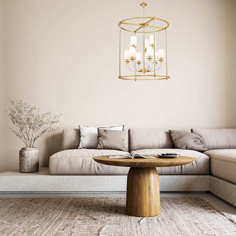 Z-Lite Katerina 9 Light 28" Chandelier, Rubbed Brass/White