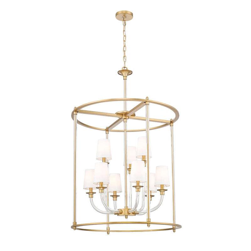 Z-Lite Katerina 9 Light 28" Chandelier, Rubbed Brass/White