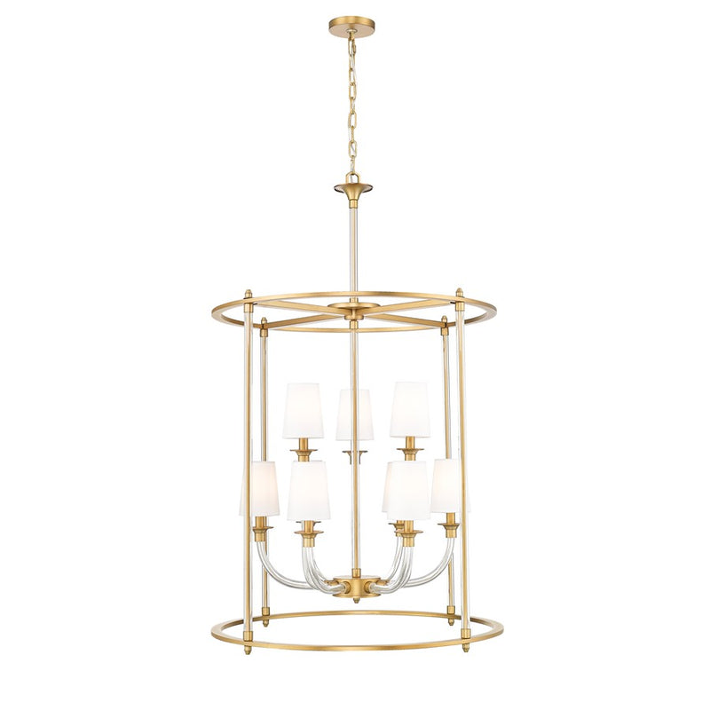 Z-Lite Katerina 9 Light 28" Chandelier, Rubbed Brass/White
