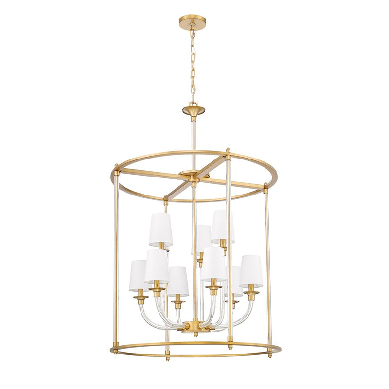 Z-Lite Katerina 9 Light 28" Chandelier, Rubbed Brass/White