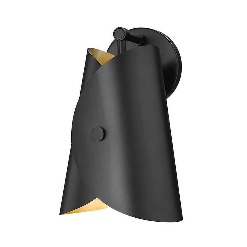 Z-Lite Salone 1 Light 7.25" Wall Sconce, Black/Black Outer, Gold Inner - 1951-1S-MB