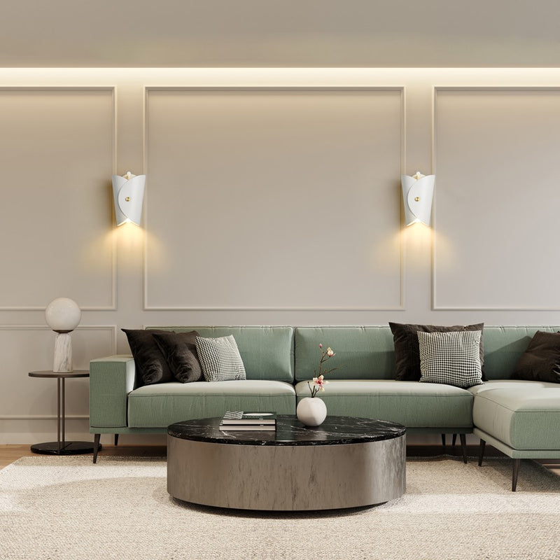 Z-Lite Salone 1Lt 7.25" Wall Sconce, White/White Outer, Gold Inner