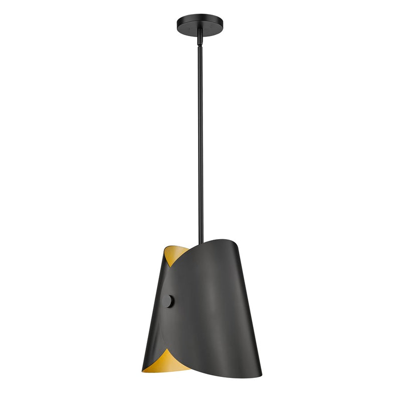 Z-Lite Salone 1Lt 13" Pendant, Black/Black Outer, Gold Inner - 1951P11-MB