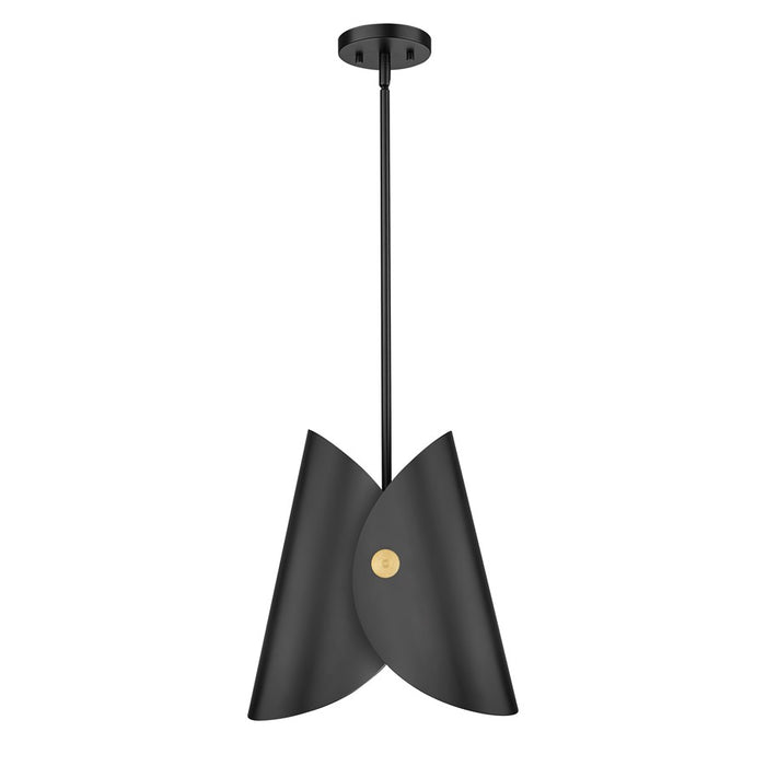 Z-Lite Salone 1 Light 13" Pendant, Black/Black Outer, Gold Inner