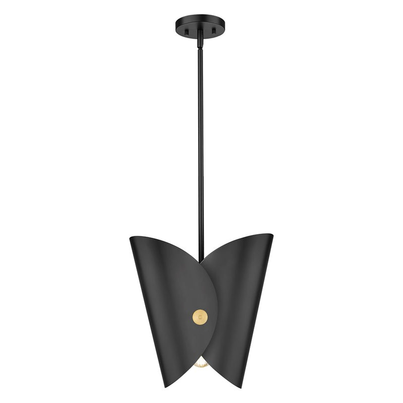 Z-Lite Salone 1 Light 13" Pendant, Black/Black Outer, Gold Inner